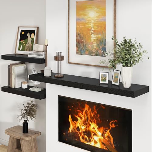 FLYJOE Deep Floating Shelves, 55'' x 12'' Black Shelves for Wall Set of 1