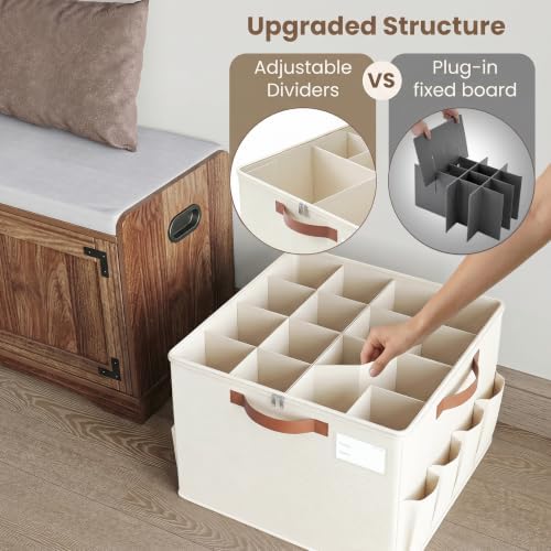 Varhomax Shoe Organizer Box for Closet, Fabric Storage Basket 2 Pack