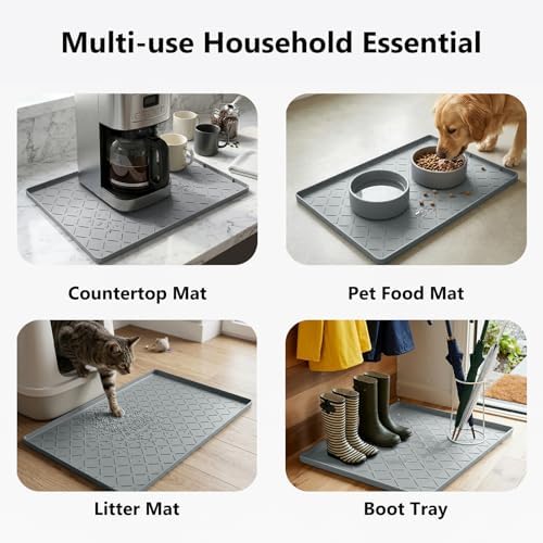 Mateeylife Under Sink Mat Kitchen Waterproof, Silicone Sink Tray 22"X34"