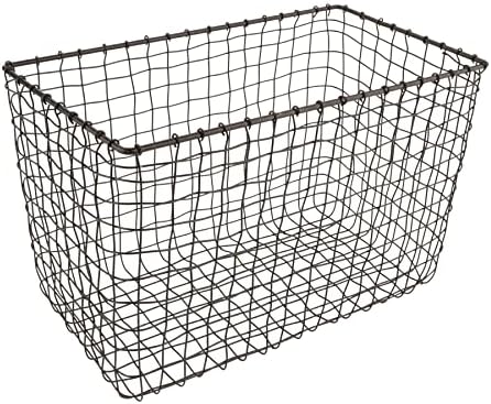 G.E.T. WB-303-MG Heavy Duty Iron Wire Utility Storage Bin/Basket, Rectangular, 15" x 8" x 10"