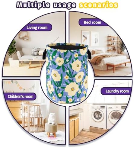 Boho Flowers Laundry Basket Oxford Cloth Foldable Hamper Holds 30+ Shirts