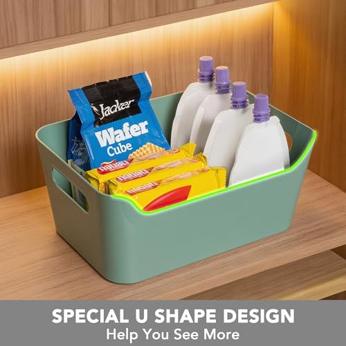 Tiawudi 12 Pack 4.5L Storage Bins, Plastic Storage Baskets for Home Classroom Organization, Multi-Use Organizer Bins for Cabinet, Pantry, Drawer, Closet, Countertop or Shelves, Colorful Containers