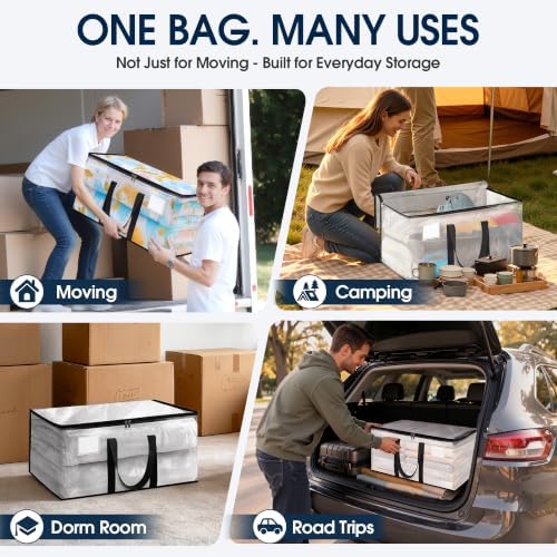 HomeHacks Moving Bags, Heavy Duty Storage Bags for Clothes, 6 Pack 93L