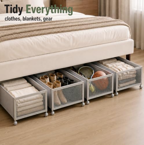 Fokyfok 2Pack Under Bed Storage Containers,12 inch Height,31 inch Long