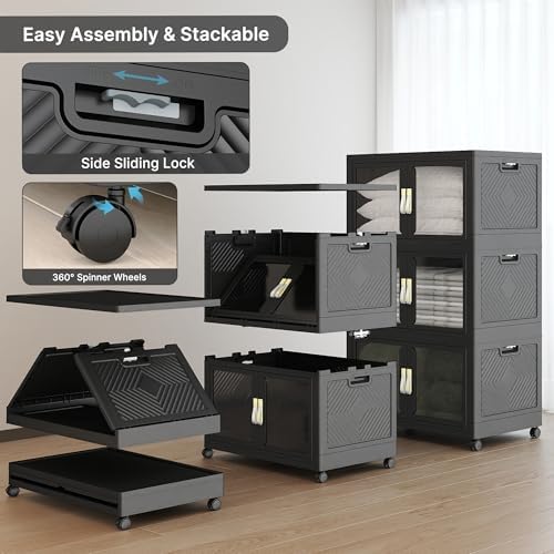 816QT Stackable Storage Bins with Lids, 204Gal Foldable Storage Cabinets