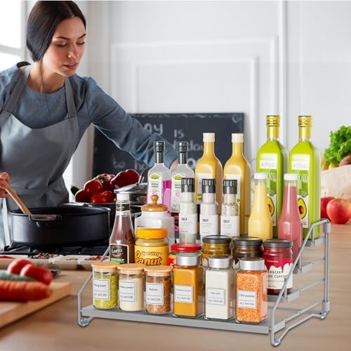 Spice Rack Organizer for Cabinet, Depth Adjustable 4 Tier Spice Rack,1 Pack