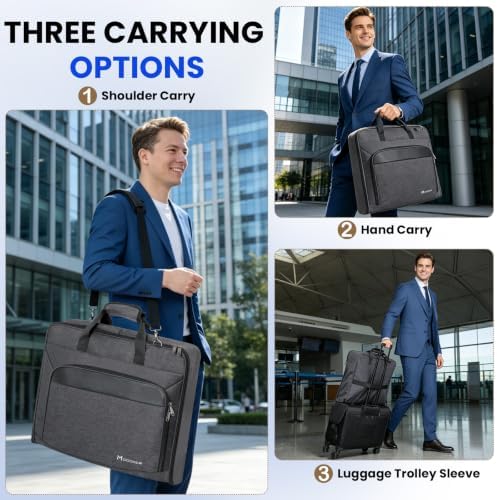 Modoker Carry On Garment Bags for Travel Hanging Clothes Suit Bag Luggage Organizer, Foldable Suit Carrier Gift for Men Women