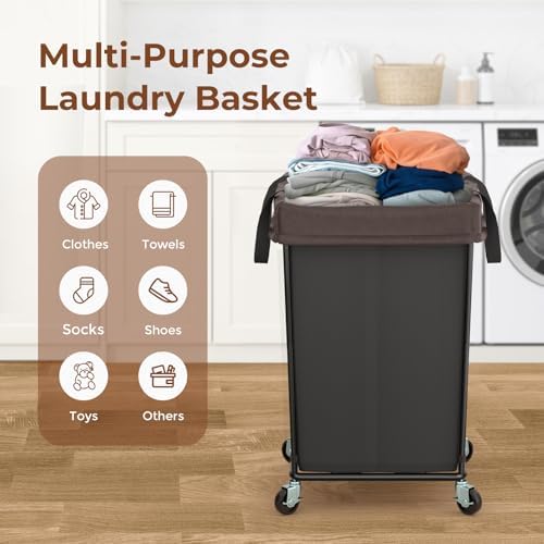 Rolling Laundry Basket with Wheels, 160L Rolling Laundry Hamper with Wheels