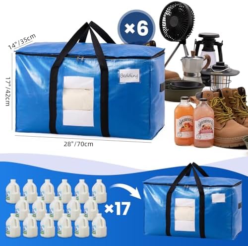 TAILI 6 Pack Blue Extra Large Moving Bags,Storage Bags with Visible Window