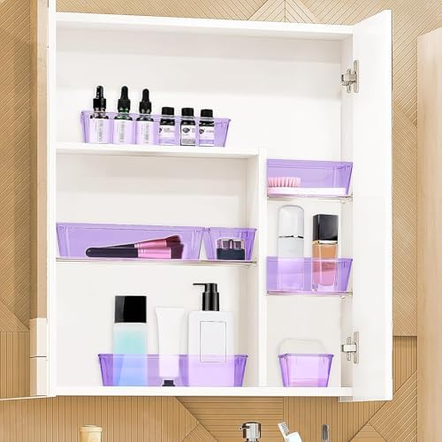 13 PCS Drawer Organizer Set, 5 Size Bathroom and kitchen organizer Trays | Bathroom and kitchen Drawer cabinet organizer Trays, Clear Storage Bins for Makeup, Jewelry, Utensils and Gadgets