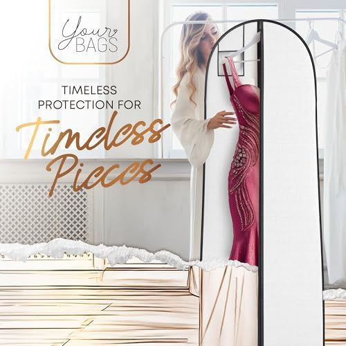 72" Tapered Long Dress Bags for Gowns - Wedding Dress Garment Bag for Dresses - Long Garment Bags for Hanging Clothes & Closet Storage, Dress Bag for Airplane