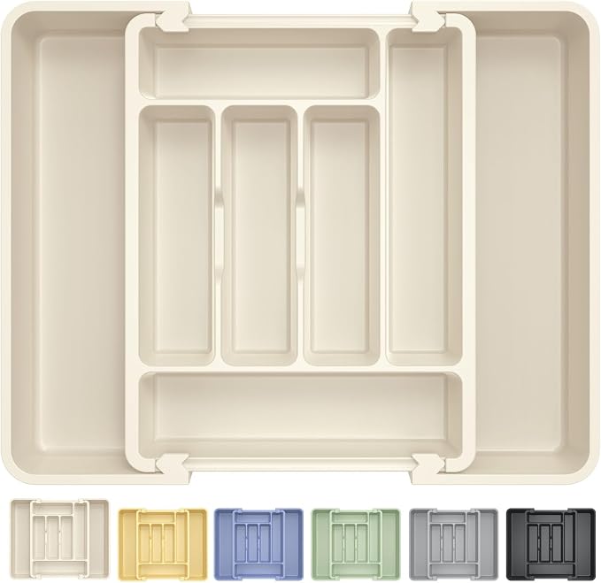 Caperci Large Silverware Organizer Tray for Kitchen Drawer Utensils Thicker