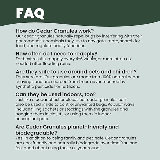 Cedarcide Original Cedar Granules ā Flea, Tick, Mosquito & Spider Repellent for Yard, Lawn, Patio & Garden ā Outdoor Insect Control ā for Use Around Pets, Kids & Family (8 lb Covers 3,500 sq ft)