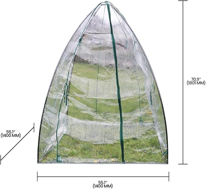 Zenport SH3287 Steel Frame Winter Garden Tent, 55.1"x55.1"x70.9", Green - 5 Pack