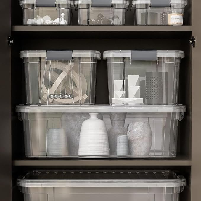 Superio 36 Quart Clear Plastic Storage Boxes with Lids, Stackable Organizer Containers, BPA-Free Storage Bins for Home, Office, School & Dorm, 10 Pack