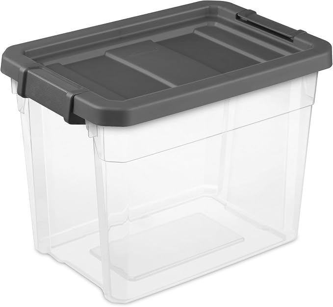 Sterilite Modular Stacker Box with Latching Lid, 30 Quart, 6-Pack