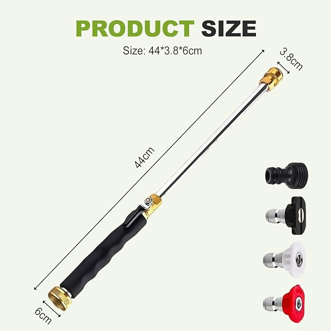Jet Nozzle Power Washer for Garden Hose, 2026 Pressure Washer Wand with 3 Interchangeable Nozzles, Pressure Washer Nozzle for Car Washing Patio Garden Outdoor Cleaning (Grey Set)