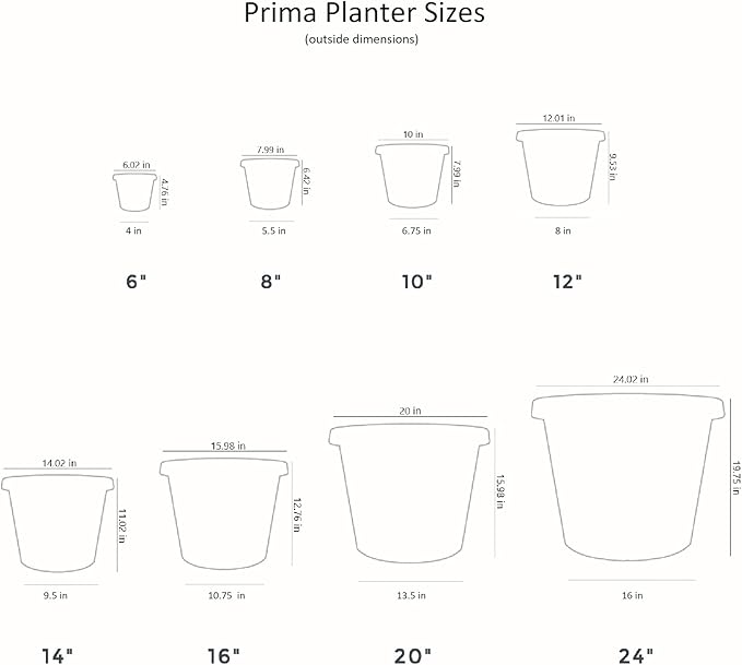 The HC Companies 14 Inch Round Prima Planter - Plastic Plant Pot with Rolled Rim for Indoor Outdoor Plants Flowers Herbs, Cappuccino (Pack of 2)