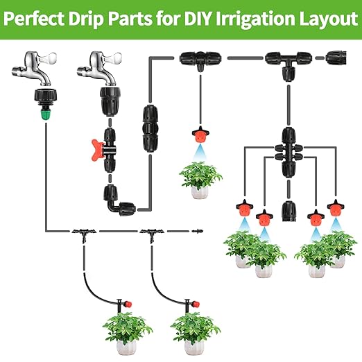 RedChili 8 Pcs 3/4" Garden Hose Adapter to 1/4" Drip Irrigation Tubing Fittings, 3/4 Inch FHT to 1/4 Inch Drip Tube Barbed Locked Nut Connectors Female Faucet to 1/4" Water Line Adapters(Green)