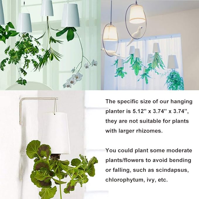 2 PCS Upside-Down Planter Hanging Flower Pot Planter for Balcony Garden Home Decoration (White)