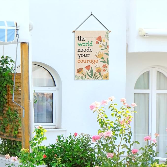 Garden Flag, Funny Welcome Yard Flag for Outside, Religious Garden Gifts, Christian Yard Sign Home Décor, Christian Bible Musical Notes Flag (Orange)