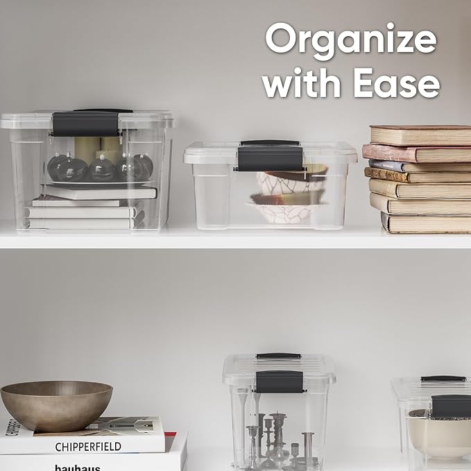 Superio 4.5 Quart Clear Plastic Storage Containers with Lids, Stackable Organizer Bins, BPA-Free Storage Boxes for Home, Office, Dorm & Classroom, 8 Pack