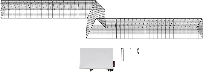VEVOR Chicken Tunnels for Yard, Metal Poultry Playpen for Outside with Waterproof Cover, 118.1 x 28 x 24.2 inch (LxWxH), Easy to Setup, Also Widely Used for Ducks, Rabbits, Geese Coop