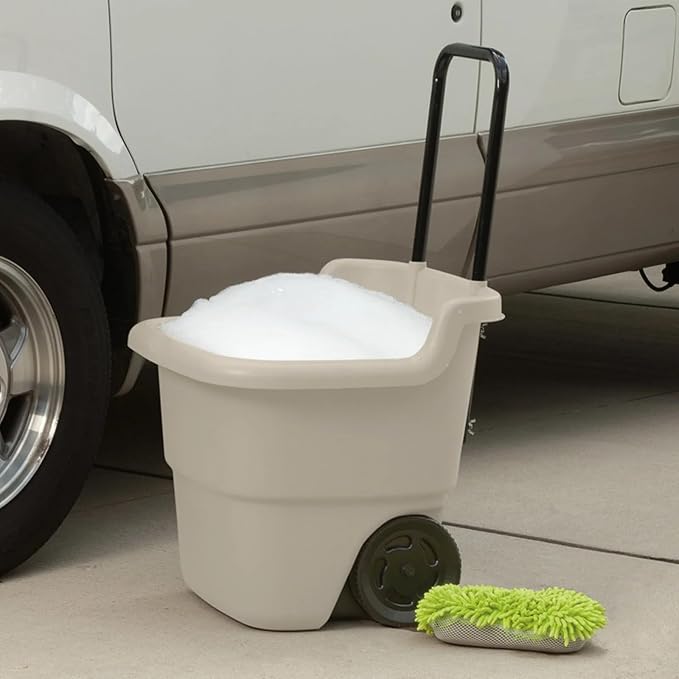 15 Gallon Resin Rolling Lawn and Utility Cart, Lightweight Resin Yard Hauler with Retractable Handle and 7 Inch Wheels for Multi-Purpose Outdoor Use 20.75 in D x 35.75 in H x 22.5 in W