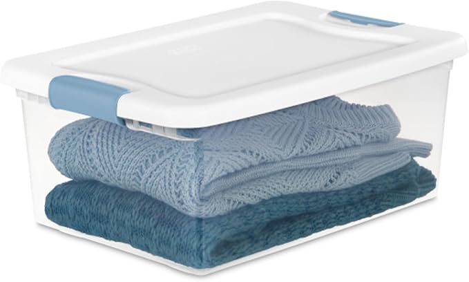 Sterilite Latching Box with Lids for Home and Office, 15 Quart, 24-Pack | Heavy-Duty and Stackable Plastic Containers with Latches for Closet, Cabinet, Bedroom, Bathroom and Dorm Room Organization
