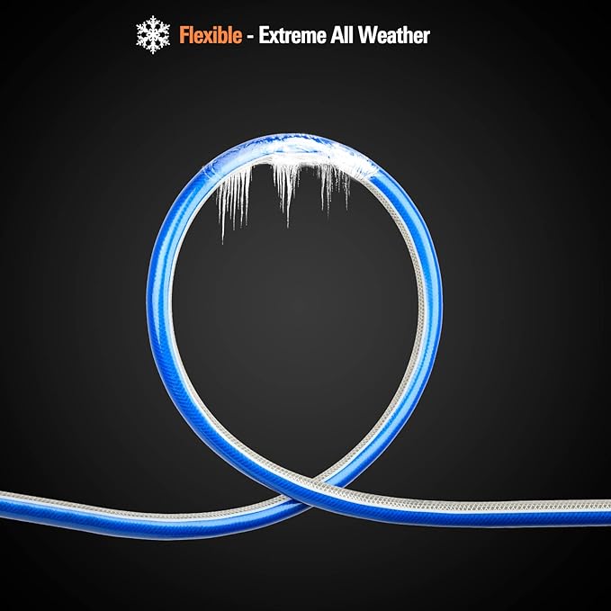 Lead-in Blue Garden Hose 3/4 in. x 15 ft. - No Kink, Leak Free, Flexible, Male to Female Fittings - Heavy Duty Lightweight PVC Water Hose -150PSI Work & 500PSI Burst, for Reel Cart & Commercial Use