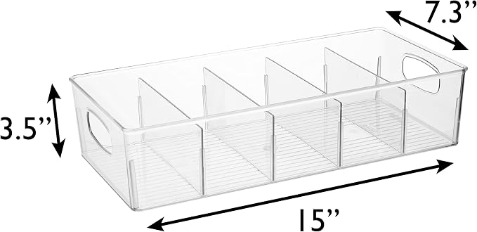 ClearSpace Pantry Storage Bins with Removable Dividers, XL, 4 Pack | Pantry storage bin for organizing food items, kitchen essentials, and refrigerator storage