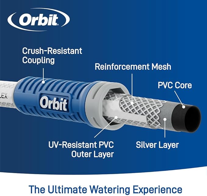 Orbit VersaFlex 50 ft x 5/8 in Garden Hose – Lightweight, Durable, 400 PSI, Easy-Grip Coupling