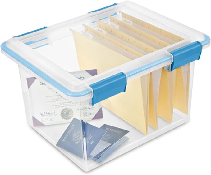 Sterilite Gasket Storage Box with Lids for Home & Office, 32 Quart, 8-Pack