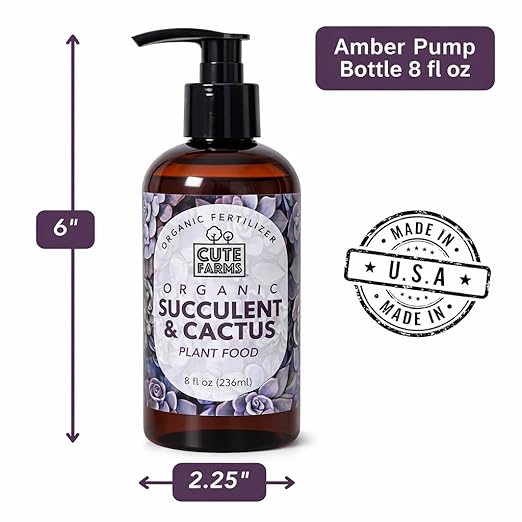 Organic Succulent & Cactus Fertilizer β Gentle Liquid Formula for Aloe Vera and Popular Indoor & Outdoor Succulents & Cacti (8 oz) Cute Farms