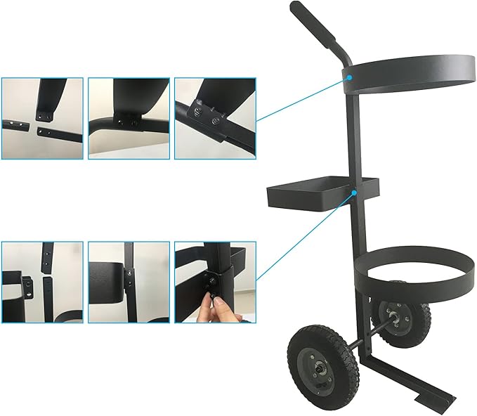 Heavy Duty Garden Lawn Wheeled Cart Trolley Mobile Gardening Rolling Transport Storage Steel Yard Caddy with 5 Gallon Bucket