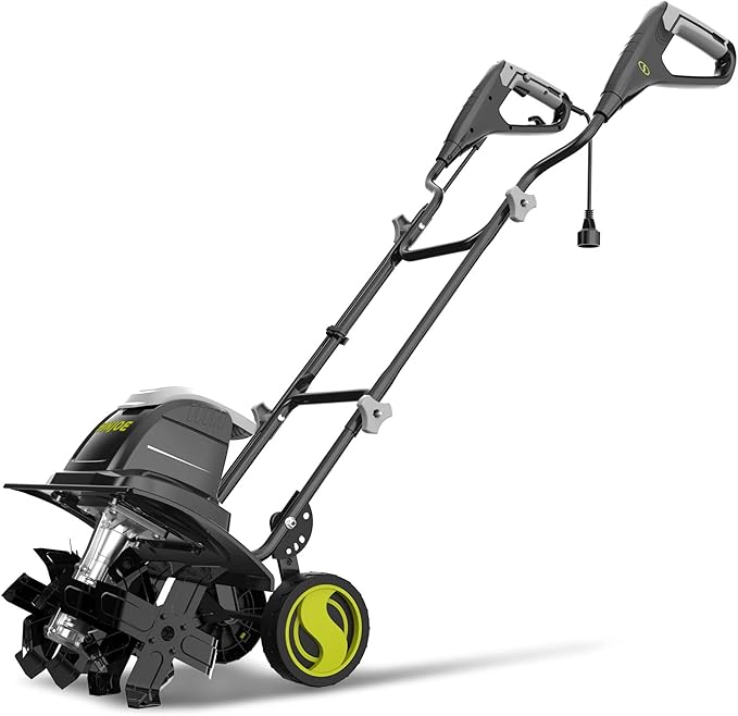 Sun Joe Corded Electric Garden Tiller & Cultivator with Steel Tines, 15.7", 15A Motor, Heavy-Duty Tilling Machine for Lawn, Yard, & Gardening, TJ605E