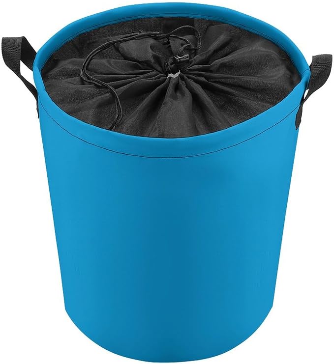 Large Laundry Hamper Bag, Sky Blue Trend Color Collapsible Laundry Basket with Drawstring Dirty Clothes Organizer Washing Bin for Family Essentials Storage