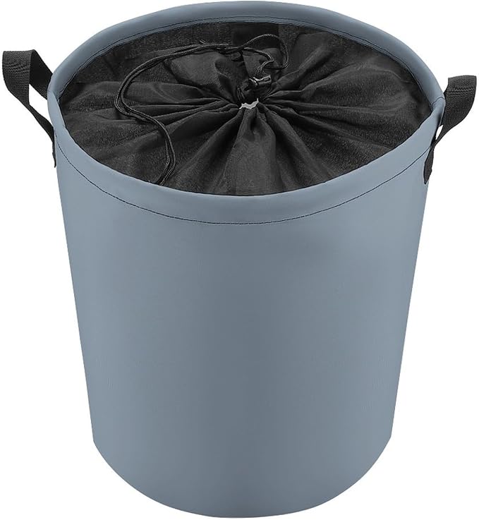 Large Laundry Hamper Bag, Dusty Blue Color Collapsible Laundry Basket with Drawstring Dirty Clothes Organizer Washing Bin for Family Essentials Storage