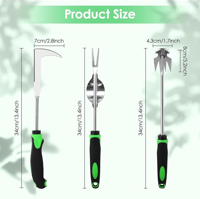 2026 New 3Pcs Hand Weeder Tool, Rubber Handle Weed Remover Tool, 4 Teeth Weeding Tool, L-Shaped Weeding Tool, Manual Weeder, Planting and Weeding for Garden, Patio