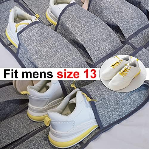 homyfort Over the Door Shoe Organizer,Hanging Shoe Rack Storage Holder with 24 Extra Large Fabric Pockets for Closet,Men Sneakers,Women High Heeled Shoes,Slippers,Grey 61.4''x22''