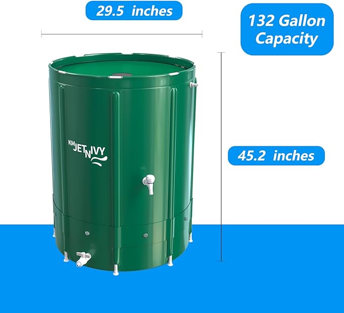 Rain Barrel Anti-Collapse Collapsible Rainwater Collection System,Portable Water Storage Tank,Garden Water Catcher (132G)