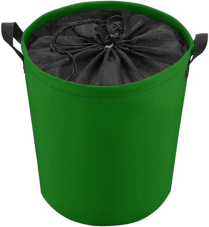 Large Laundry Hamper Bag, Solid Green Trend Color Collapsible Laundry Basket with Drawstring Dirty Clothes Organizer Washing Bin for Family Essentials Storage