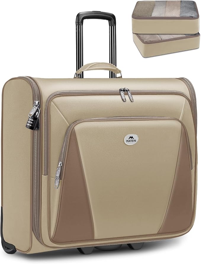 MATEIN Garment Bag with Wheels For Women, Large Wheeled Garment Bag, Khaki