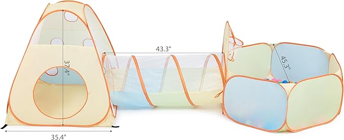 UTEX 3 in 1 Pop Up Play Tent with Tunnel, Ball Pit for Kids, Boys, Girls, Babies and Toddlers, Indoor/Outdoor Playhouse (3 in 1 with Ball Pit)