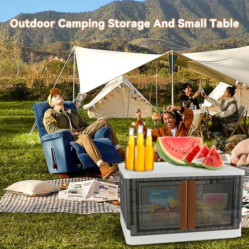 Storage Boxes, Extra Large Cabinet with Lids, 19 Gallon(72L) Capacity (Each One), 4 Packs, Useful Box with Door and Buckles, Foldable, Transparent, Excellent Home Organizers