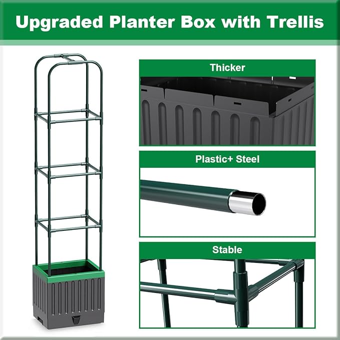 Raised Garden Bed with Trellis, Tomato Planter with Trellis, 68.7" Tomato Cage, Self-Watering, Expandable Structure, Indoor & Outdoor tomato pot for Climbing Plants, Vegetable Vines & Flowers