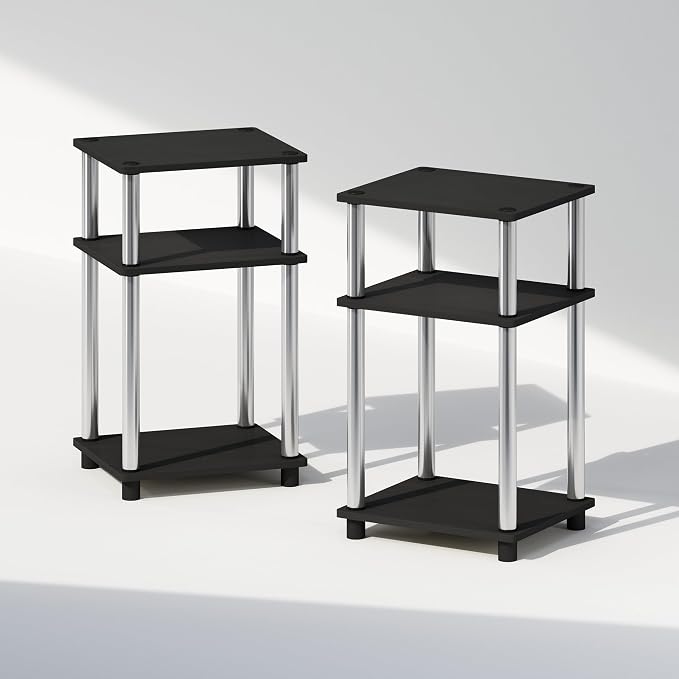 Furinno JUST Set of 2 Toolless 3-Tier Night Stand, Americano