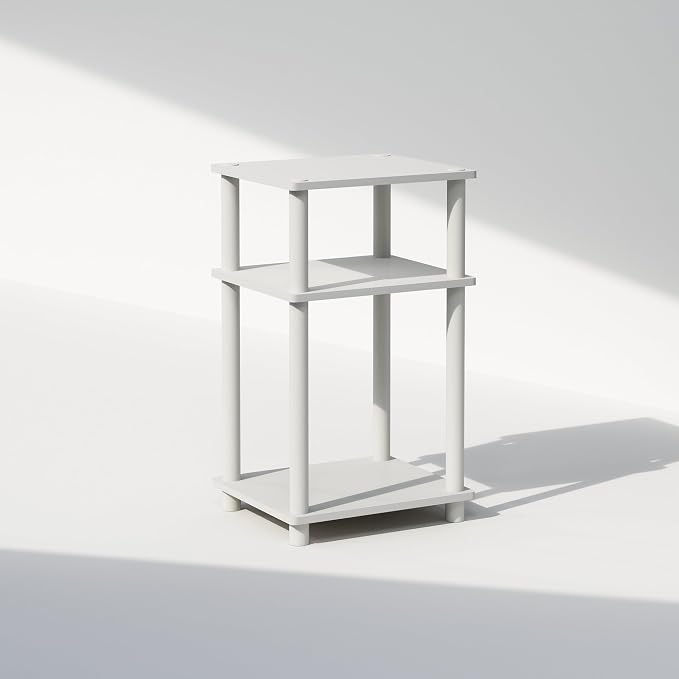 Furinno JUST Toolless 3-Tier Night Stand, Open Storage, White