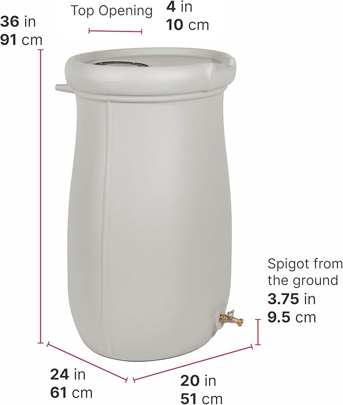 Step2 Fernway Rain Barrel, Outdoor Water Conservation Container, Holds 50 Gallons, Gray