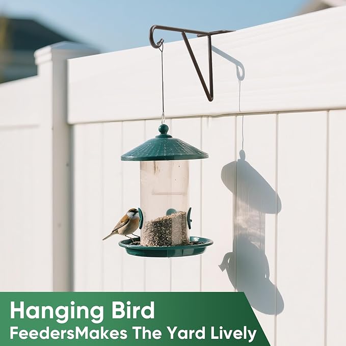 4 Pack Vinyl Fence Hooks, Heavy Duty Durable Brown Fence Plant Hangers for Outdoor, Patio Hooks, Over The Fence Hook for Hanging Plants, Flower Baskets, Bird feeders, Lights, Pool Equipment